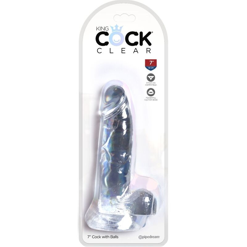 King cock - clear realistic penis with balls 15.2 cm transparent 4
