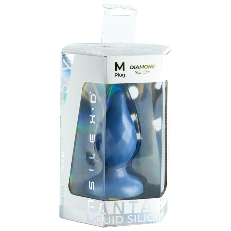 Silexd - diamond anal plug fantasy liquid silicone thermoreactive pearl blue 9.2 cm 5