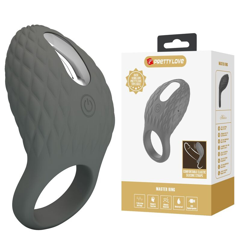 Pretty love - rechargeable textured vibrating ring with stimulator 9