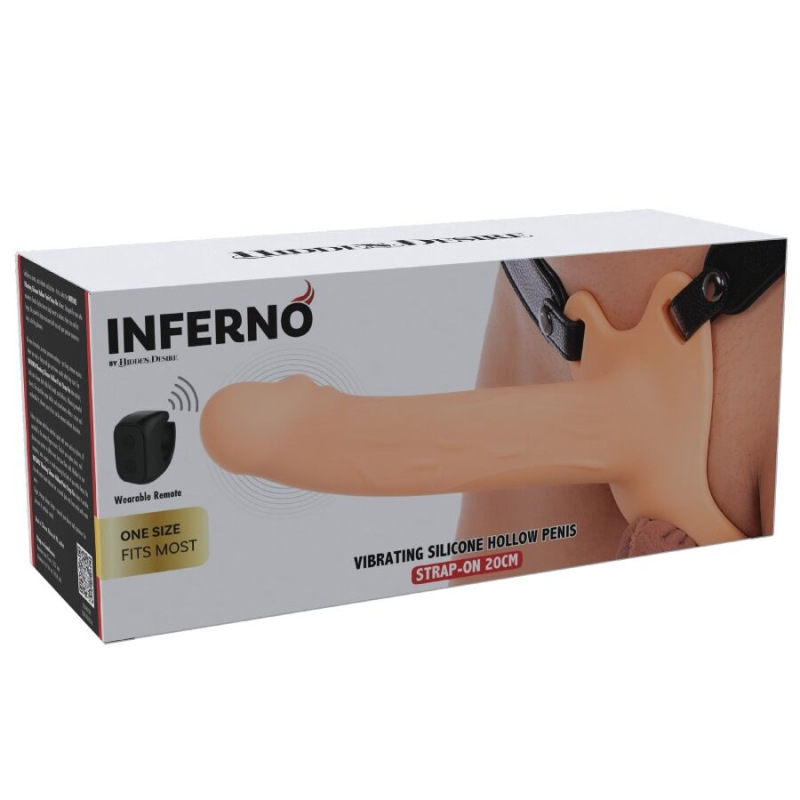 Hidden desire - inferno vibrating penis sleeve strap-on 20 cm 6