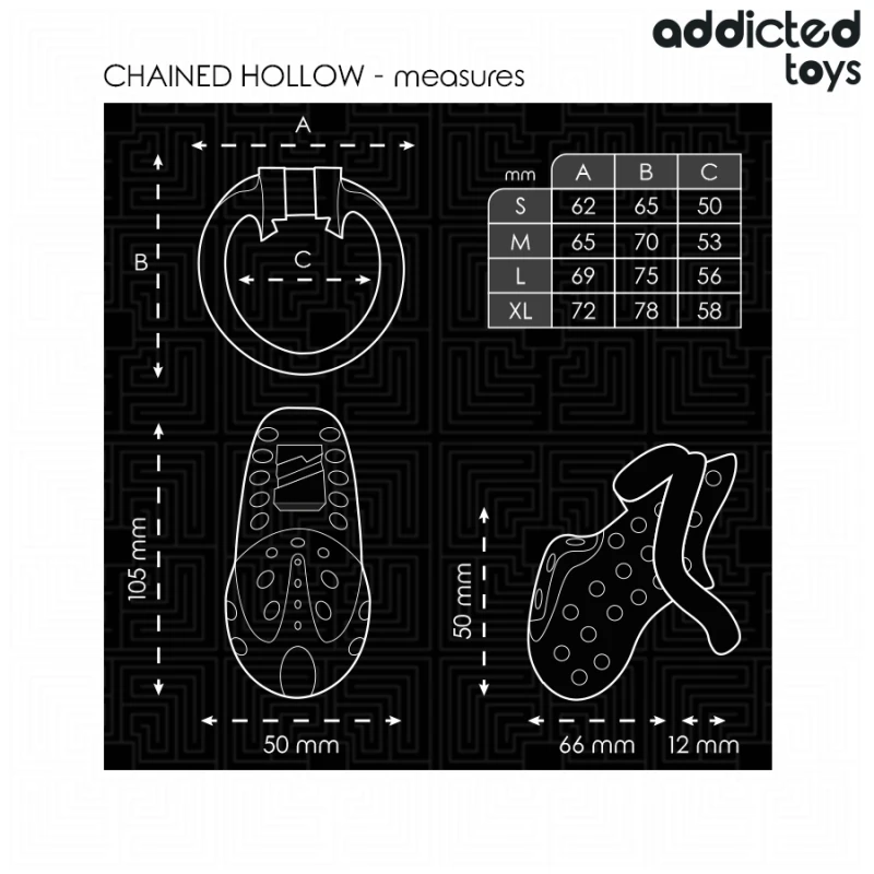 Addicted toys locked - chained hollow penis cage 10.5 cm 4