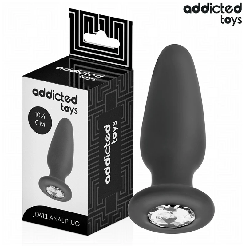 Addicted toys - anal plug with jewel silicone size m 10.4 cm