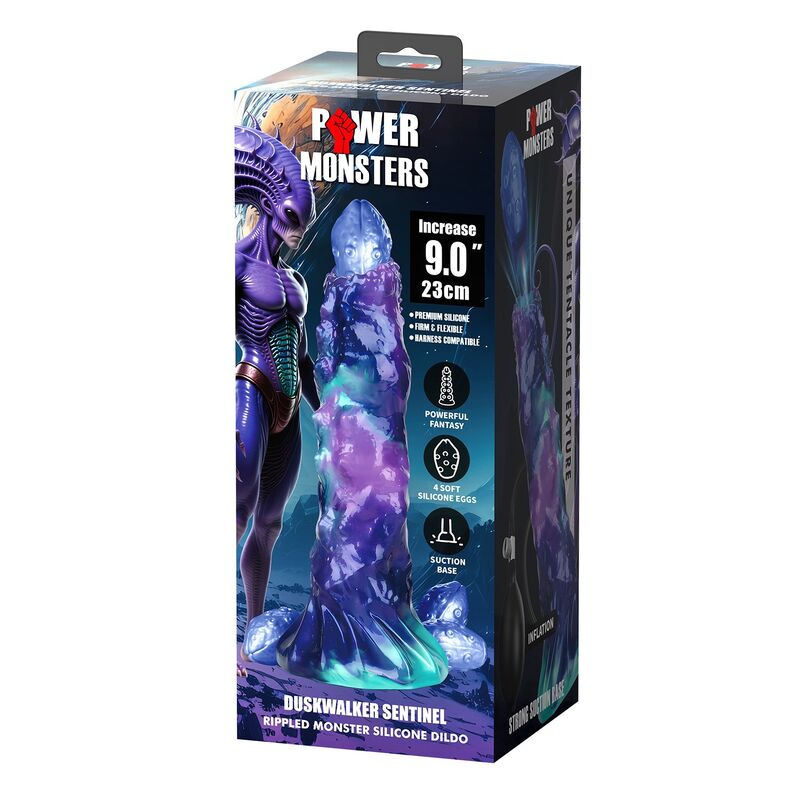 Power monsters - duskwalker sentinel tricolor inflatable fantasy silicone dildo 23 cm Ø 5 cm 1