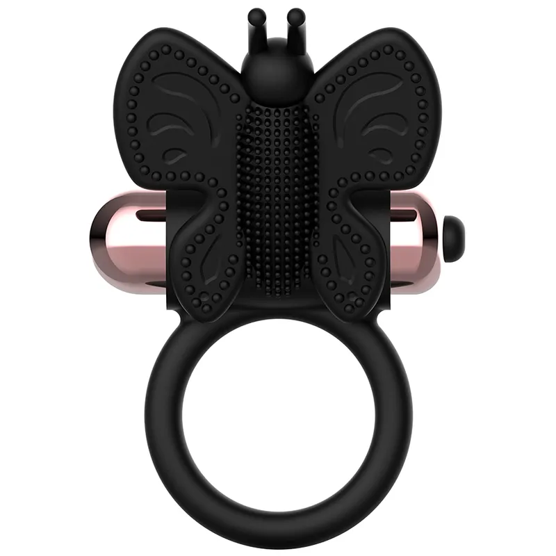 Coquette Cock Ring Butterfly  With Vibrator Black/ Gold 5