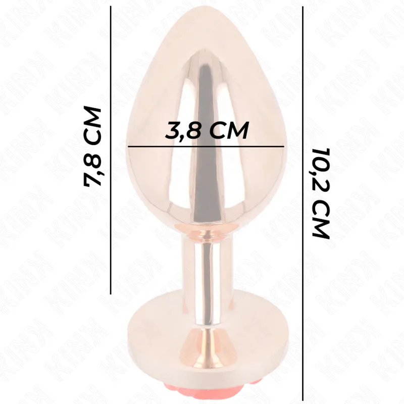 Kink - pink gold anal plug with red rose l 3