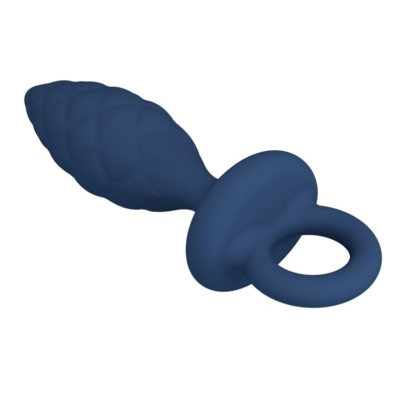 Mr play - textured anal plug with ring blue m 4