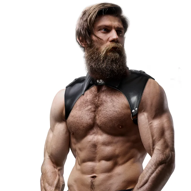 Fetish Submissive Attitude&Trade; - Men&Apos;S Brigade Adjustable Eco-Leather Neck Harness 3