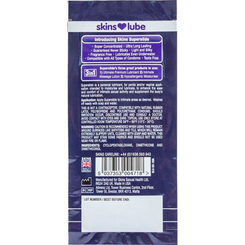 Skins - superslide silicone-based lubricant single-dose 5 ml 1