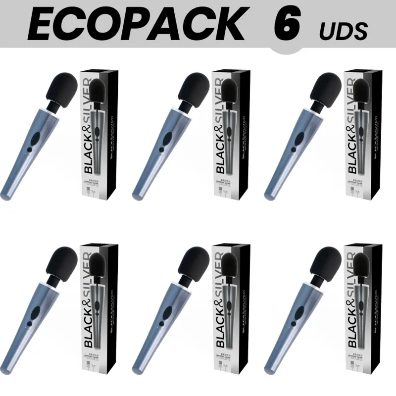 Ecopack 6 Units - Black&Amp;Silver Dexter Massage Wand