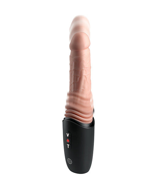 King cock plus - thrusting cock pro silicone dildo with throttle, vibration and heat light 12.7 cm 5
