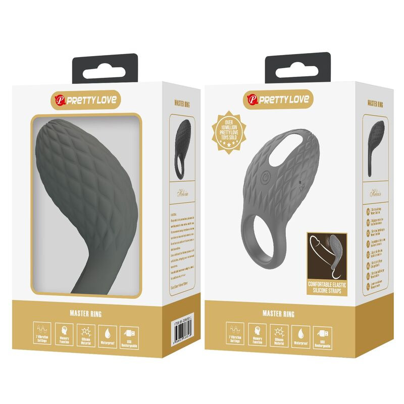 Pretty love - rechargeable textured vibrating ring with stimulator 10