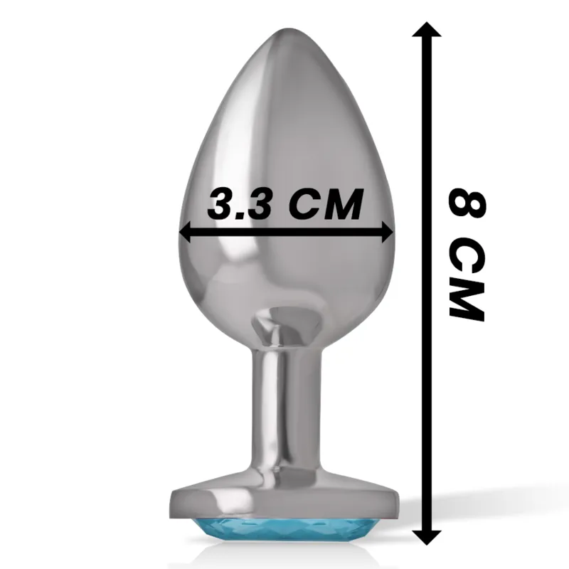 Intense - Metal Aluminum Anal Plug With Blue Glass Size M - Análny Kolík