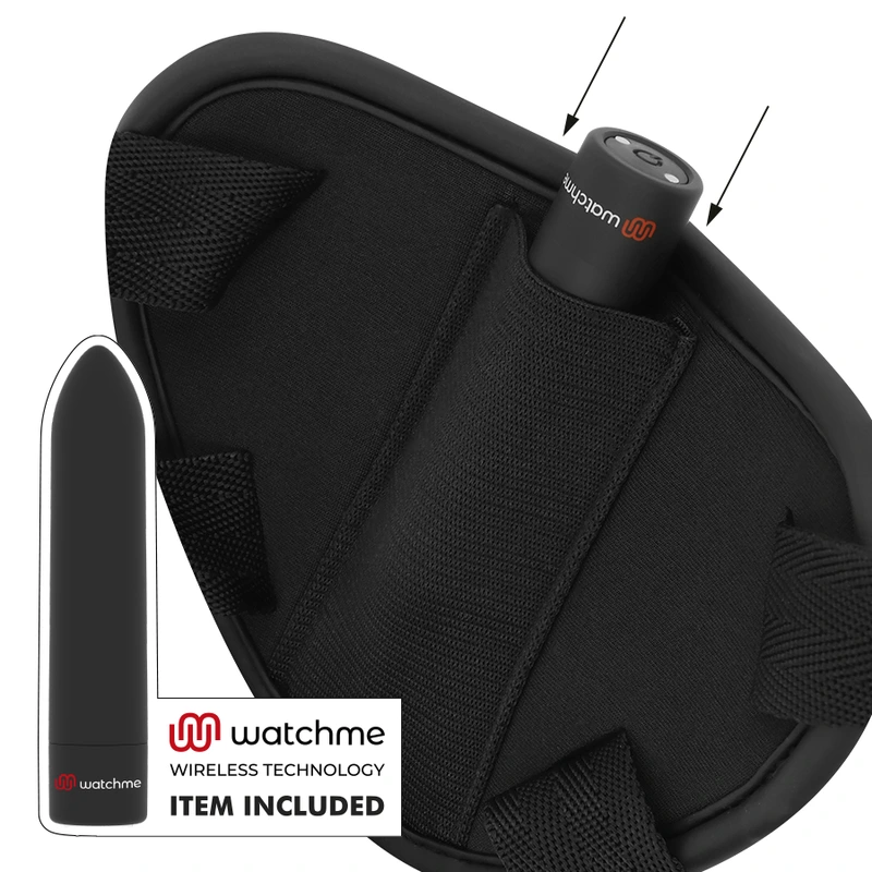 Fetish submissive cyber strap - harness with dildo and bullet remote control watchme m technology 2