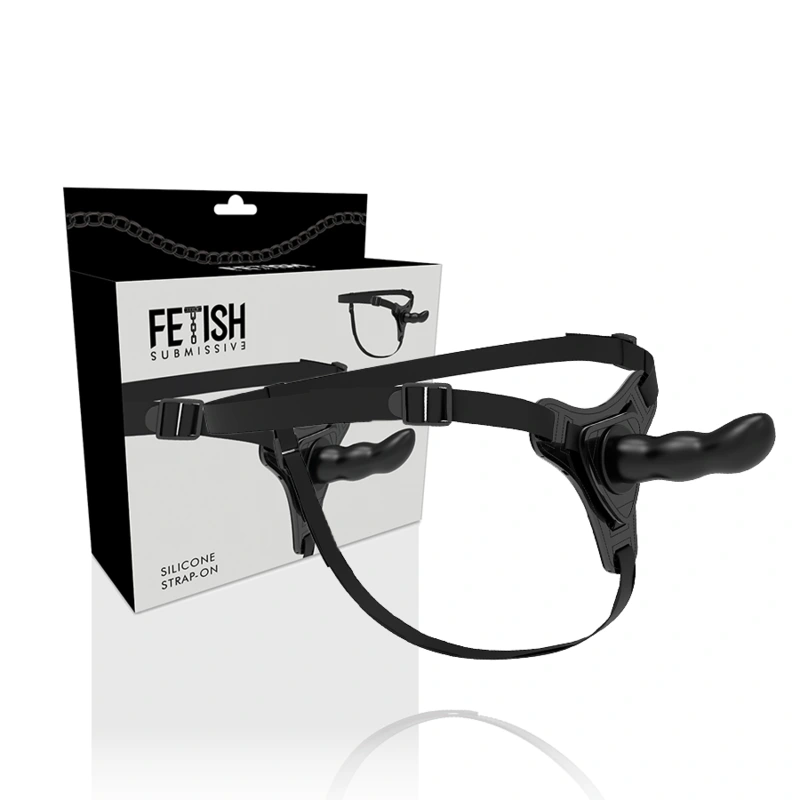 Fetish submissive harness - black silicone g-spot 16 cm 1