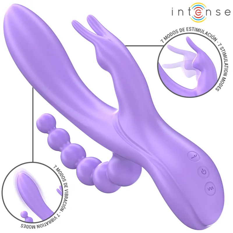 Intense - miko triple vibrator rabbit & stimulator & anal 7 vibrations purple