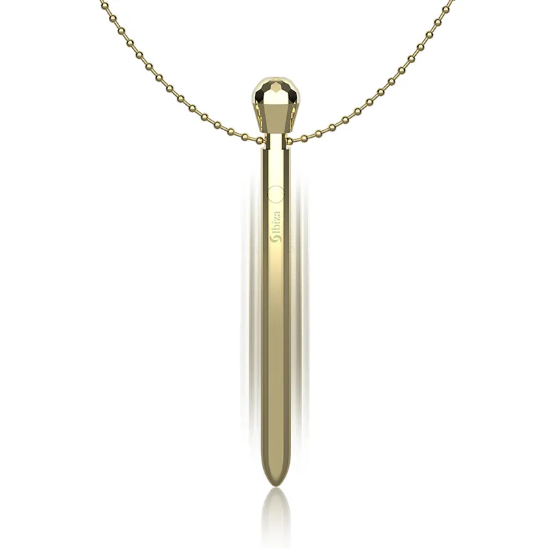 Ibiza - Clit Pocket Stimulator (Necklace) Usb Charger 12 Vibration Modes Golden 12,2 X 1,5