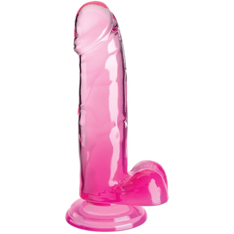 King cock - clear realistic penis with balls 15.2 cm pink