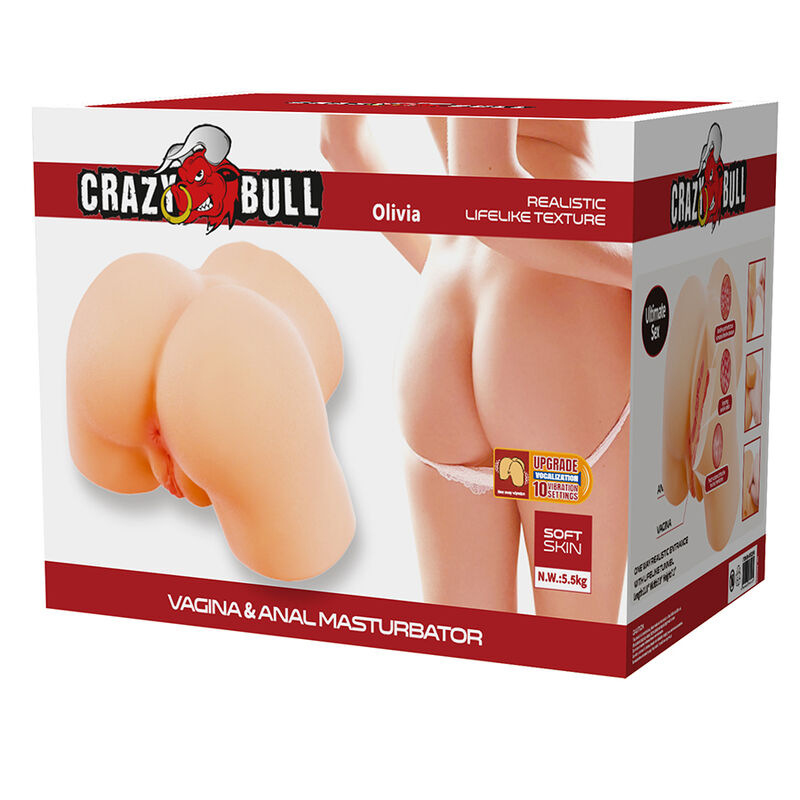 Crazy bull - olivia double vaginal and anal vibrating masturbator flesh 7