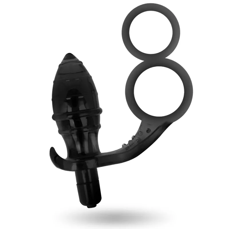 Addicted Toys Butt Plug With Cock Ring And Ball-Strap 8cm Black - Análny Kolík S Krúžkom 3