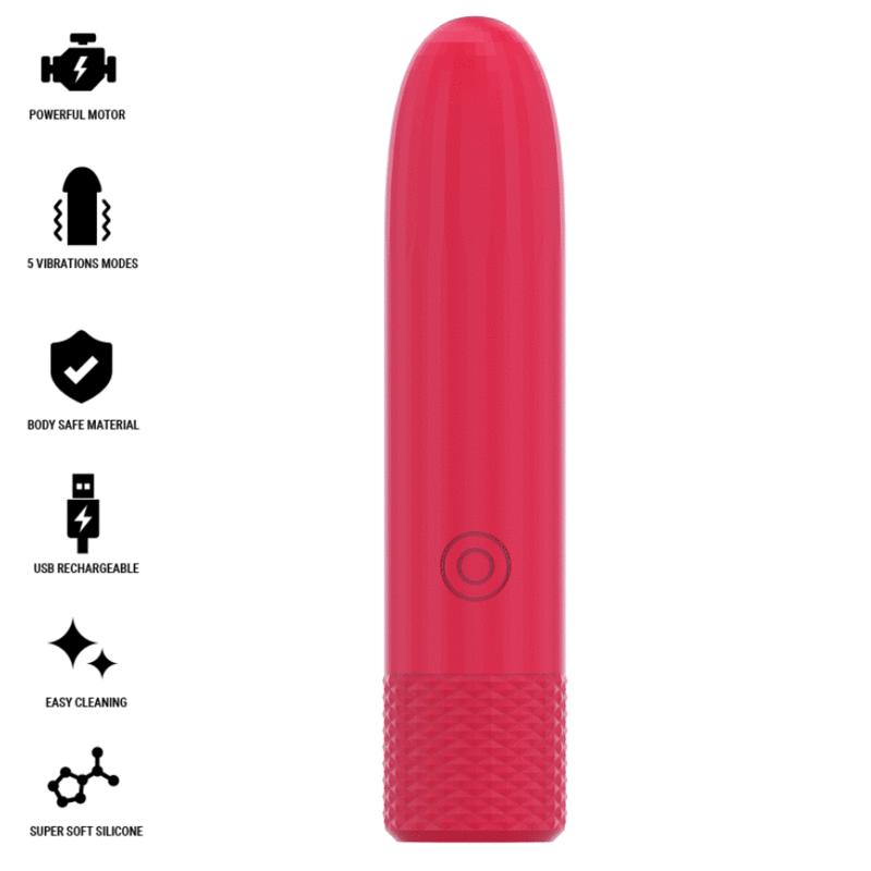 Intense - symone usb rechargeable vibrating bullet 8 vibrations red 10 x 2.2 cm 1