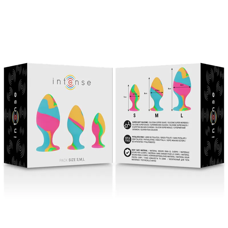 Intense - Multicolored Silicone Plug Set 3