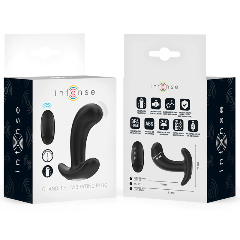 Intense - chandler anal plug 10 vibrations black remote control 6