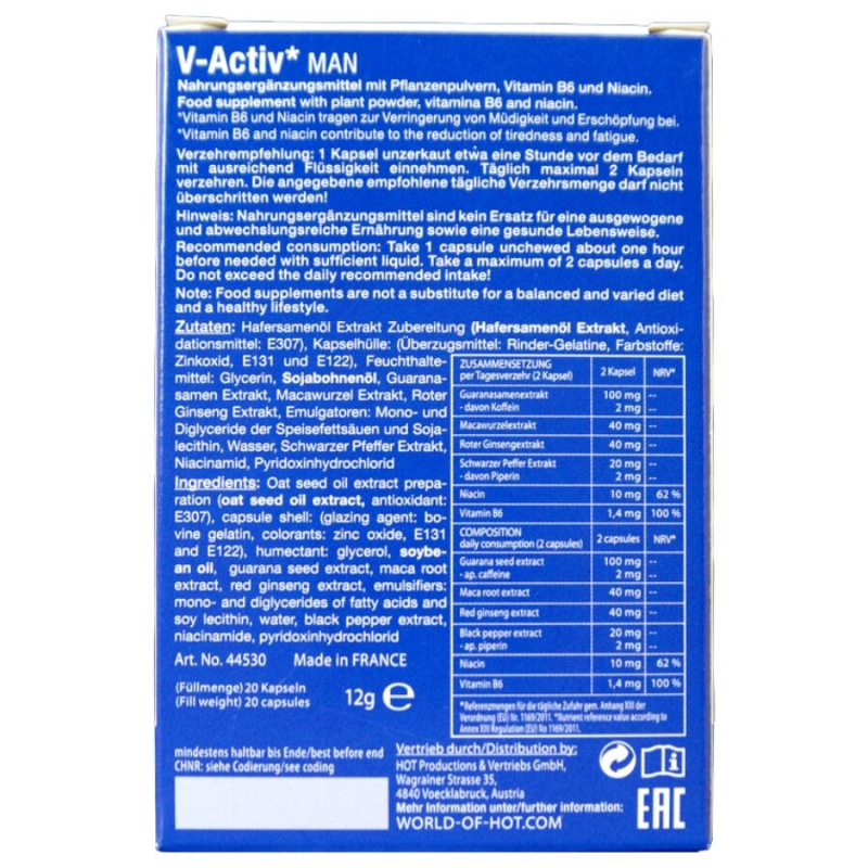 Hot - v-activ caps man 20 units 3