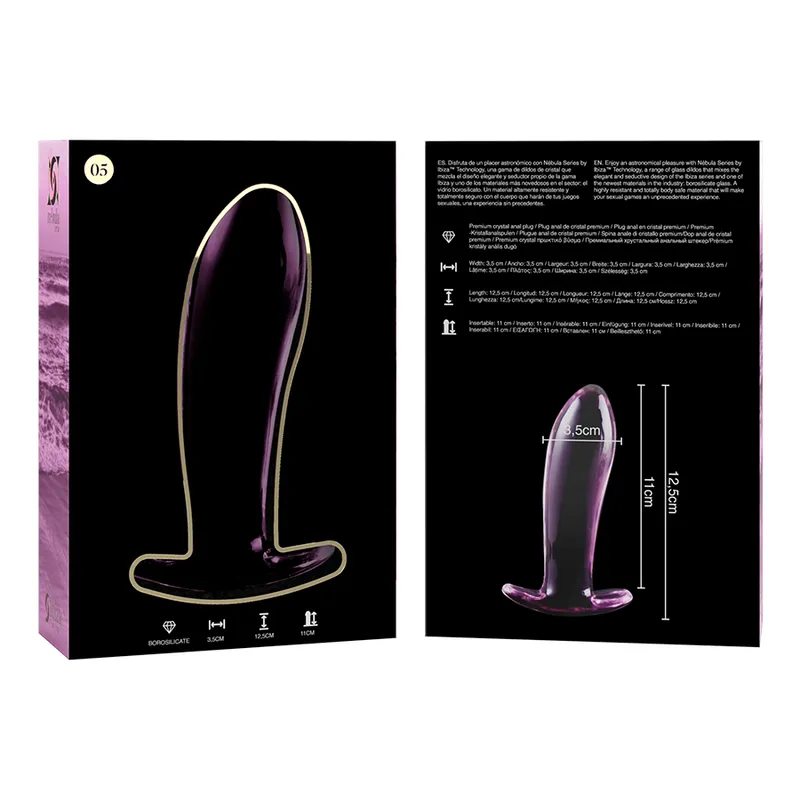 Nebula Series By Ibiza - Model 5 Anal Plug Borosilicate Glass 12.5 X 3.5 Cm Pink