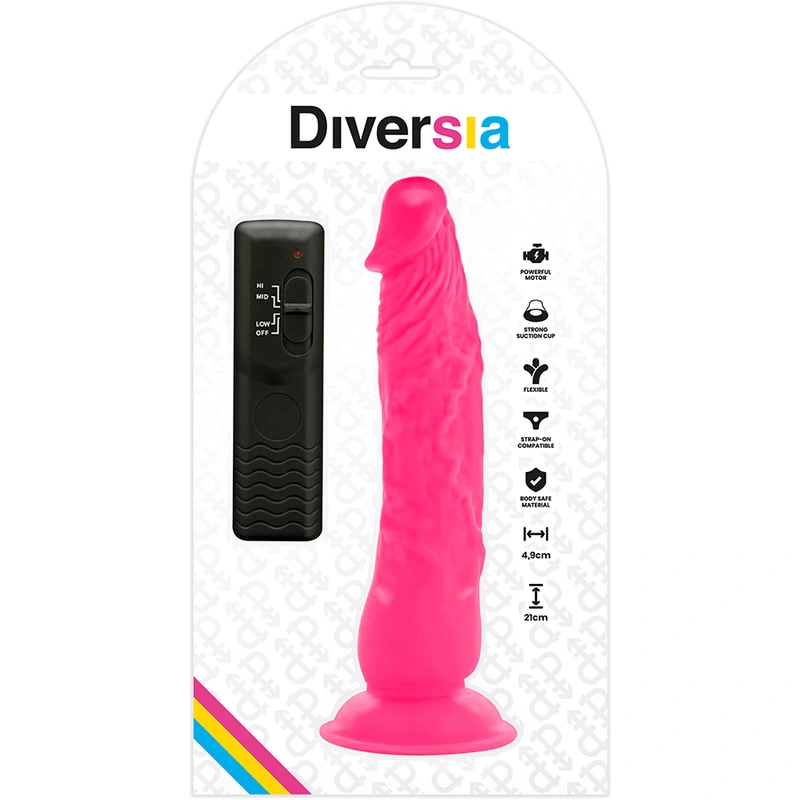 Diversia - flexible vibrating dildo pink 21 cm -o- 4.9 cm 6