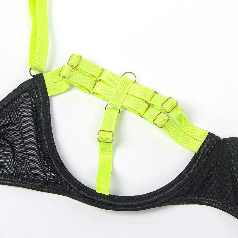 Subblime - 955274 bra set with necklace and leg details fluorescent green s/m 7