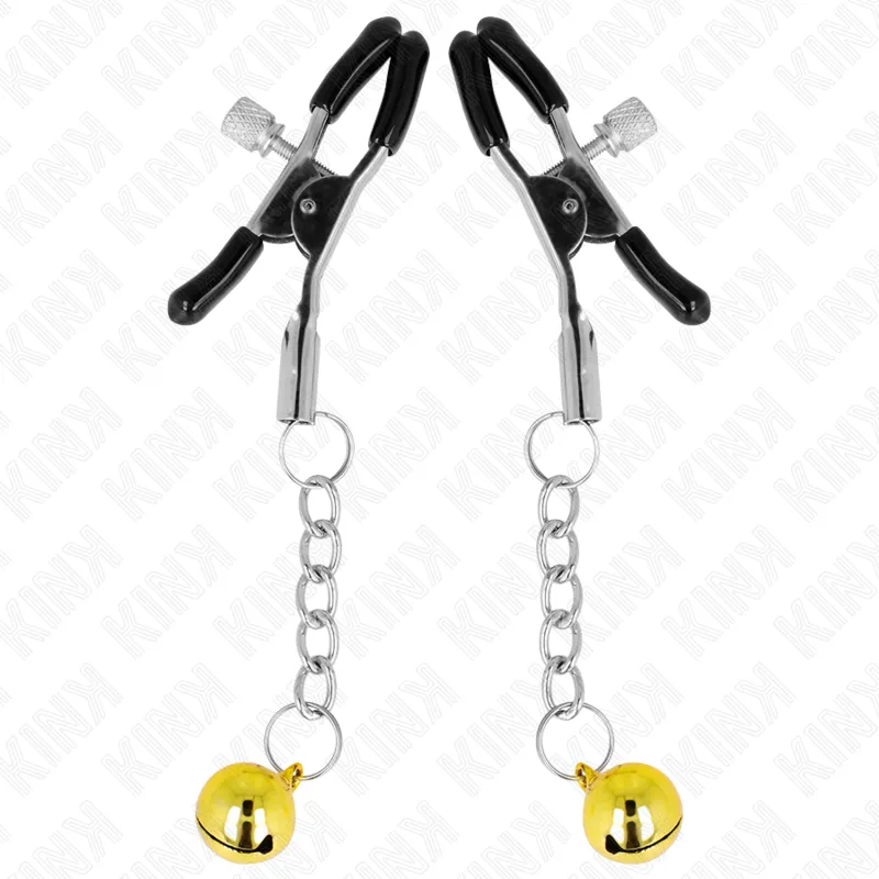 Kink - Gold Jingle Bell Pendant Nipple Clamps 6 Cm