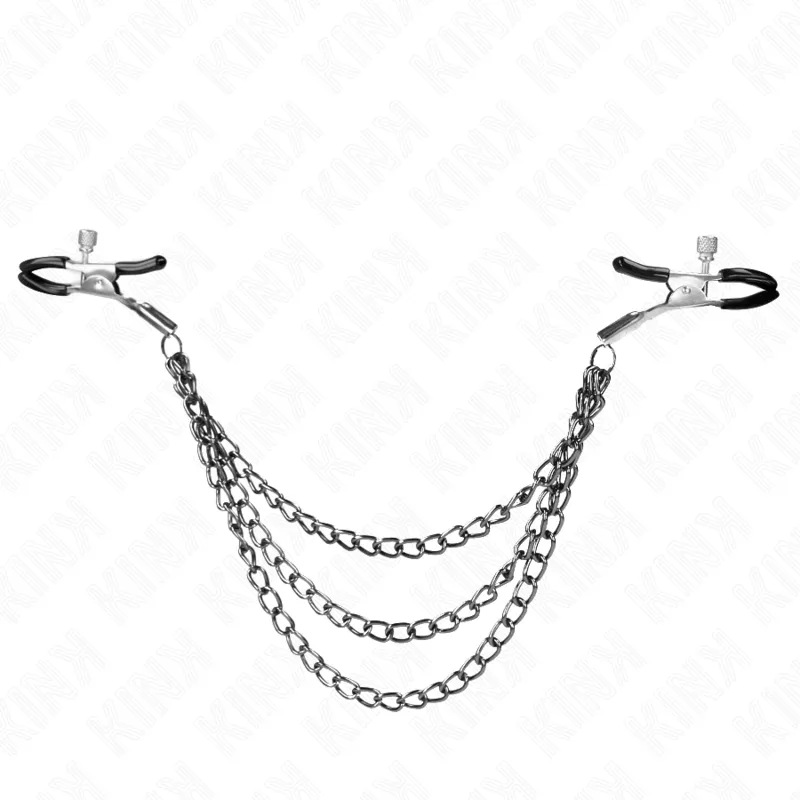 Kink - Nipple Clamps With 3 Chains Black 20/23/28 Cm