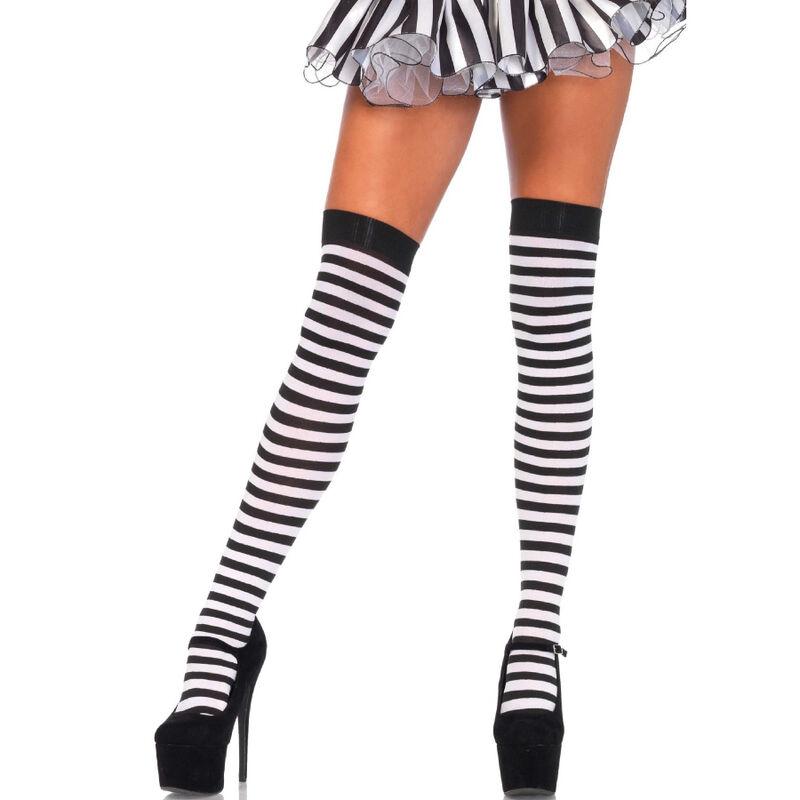 Leg Avenue - Black/White Striped High Socks