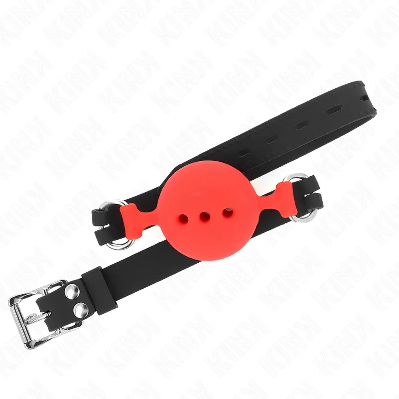 Kink - Full Silicone Gag 55 X 2 Cm With 5 Cm Ball Size L Red Adjustable 35-51 Cm 2