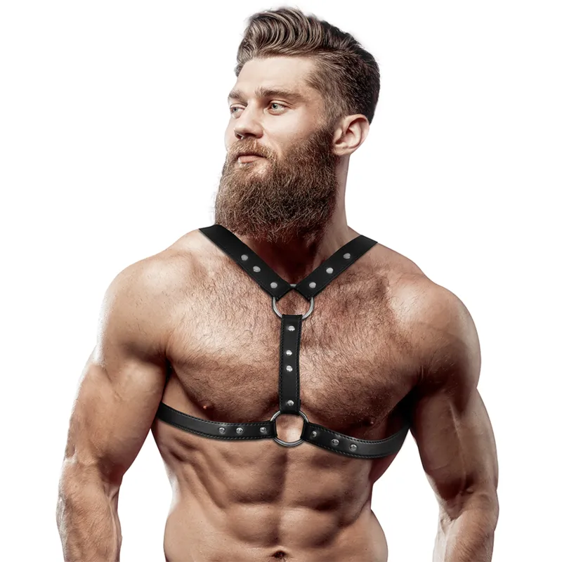 Fetish Submissive Attitude&Trade; - Eco-Leather Chest Harness With Double Support And Stud