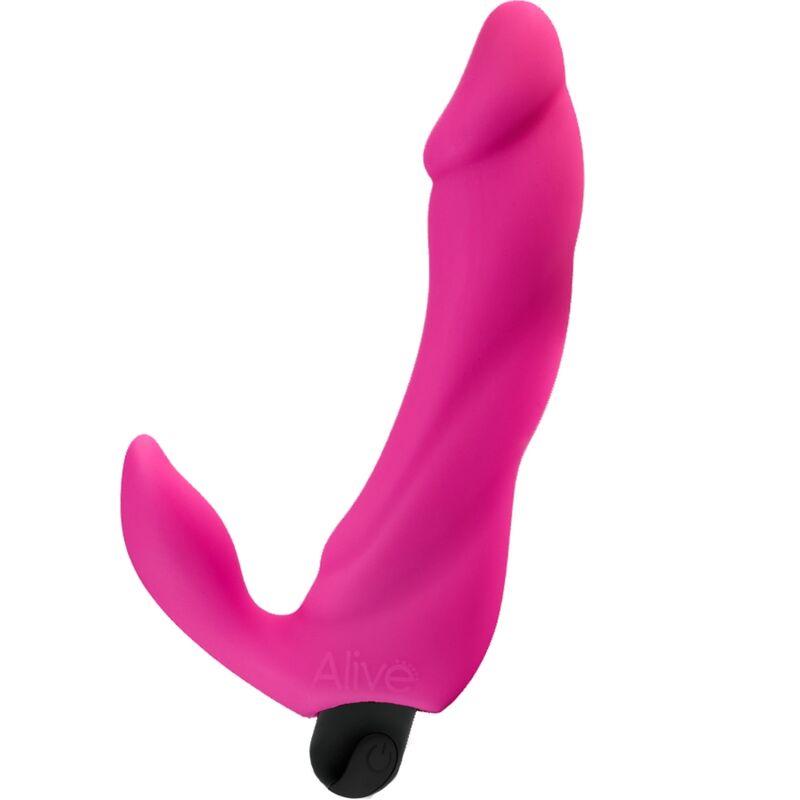Alive - Bifun Pro Vibrator Dildo Pink 14.9 Cm