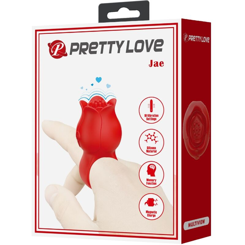 Pretty love - jae rose shaped finger vibrator 10 vibrations red 8