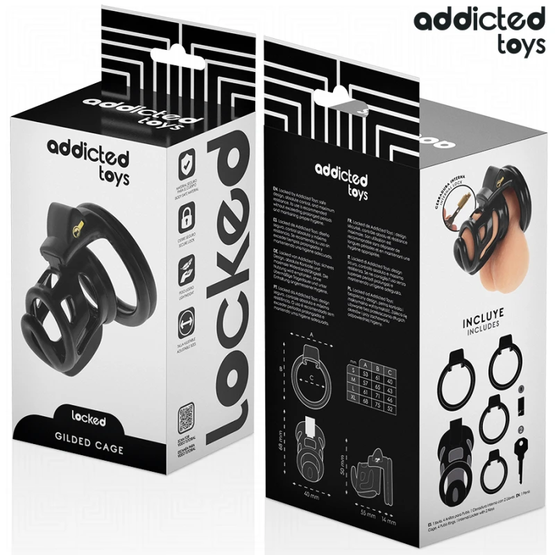 Addicted toys locked - gilden cage silicone penis cage 8.5 cm 5