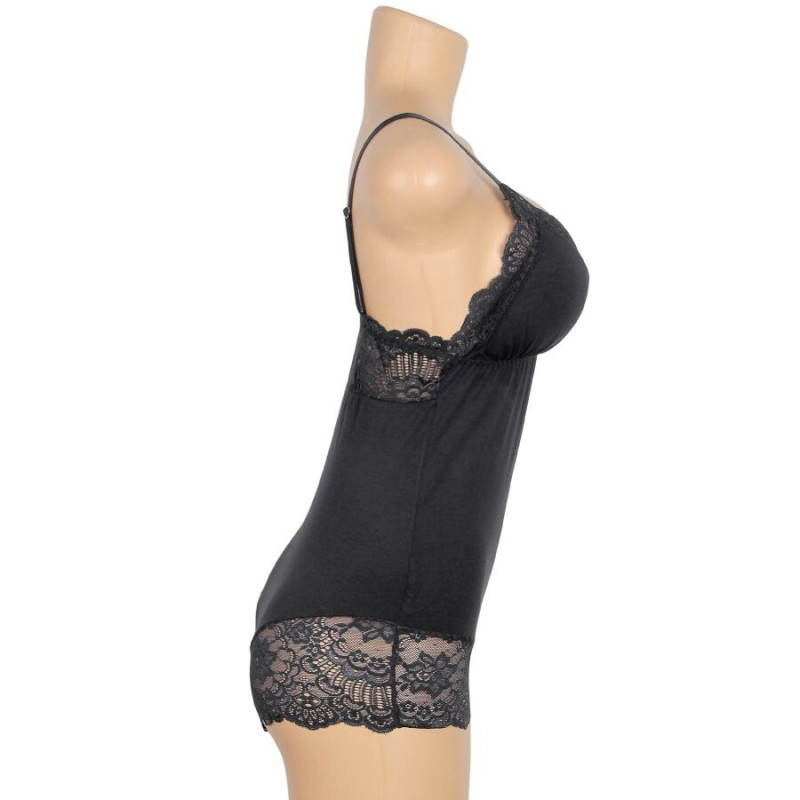 Subblime - Black Floral Lace Detail Teddy S/M 7
