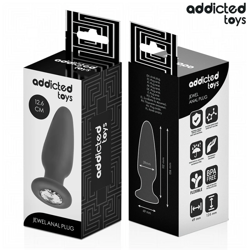 Addicted toys - anal plug with jewel silicone size l 12.6 cm 5