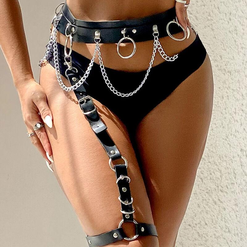 Subblime - Belt And Garter Harness With Rings And Chaindetail One Size 9