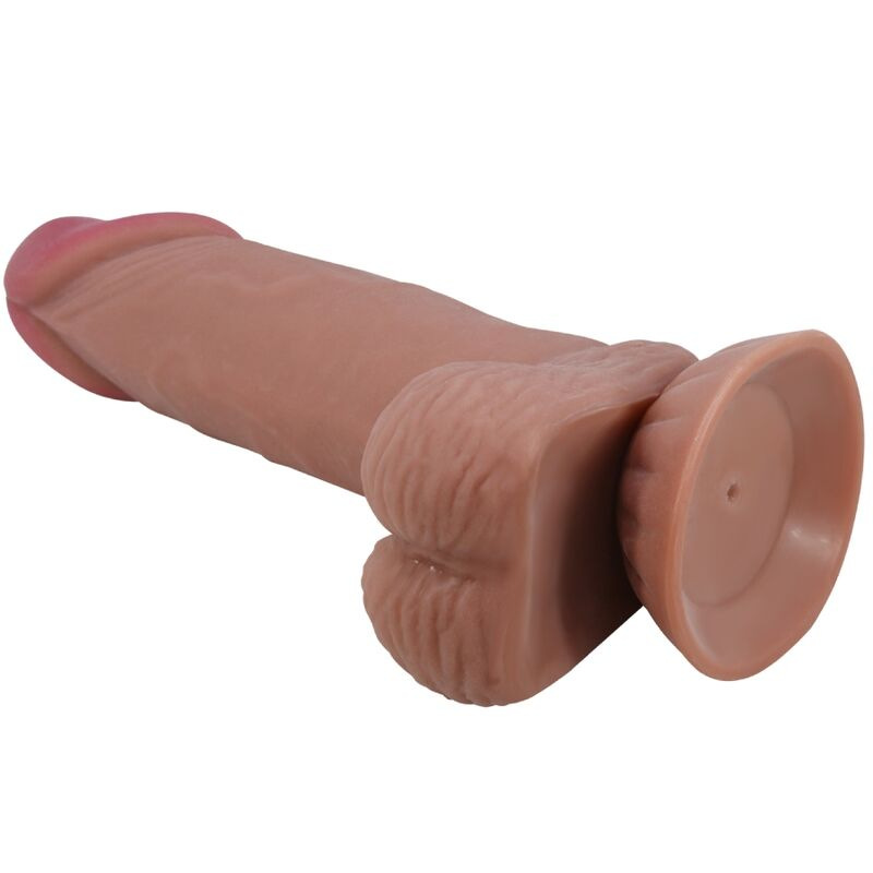 Pretty love - sliding skin series realistic dildo with sliding brown skin suction cup 19.4 cm 3