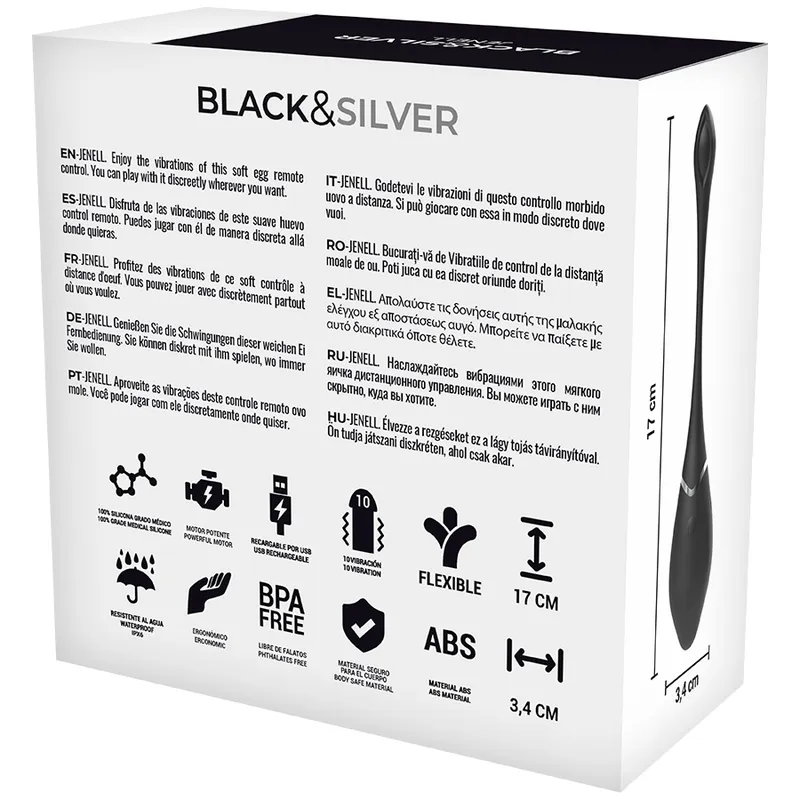 Black&Silver Jenell Rechargeable Vibrating Egg