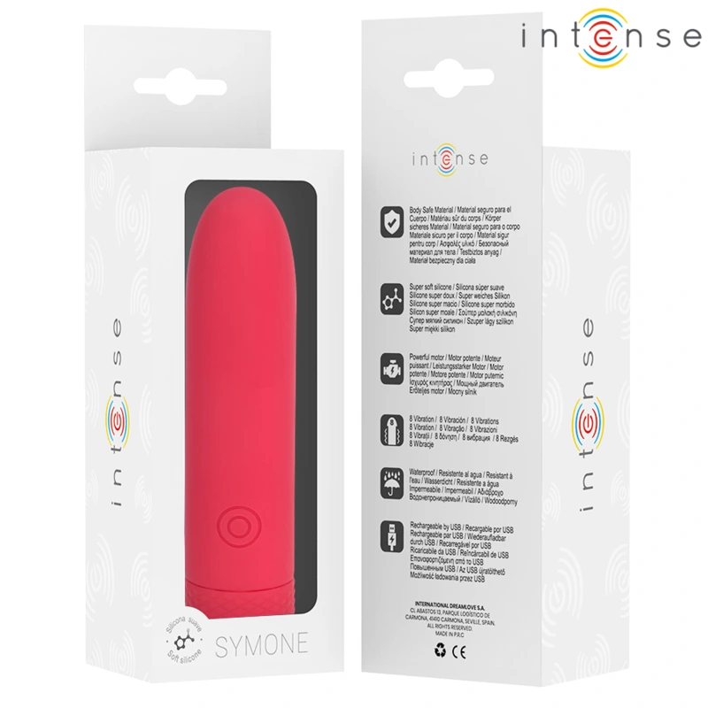 Intense - symone usb rechargeable vibrating bullet 8 vibrations red 10 x 2.2 cm 6