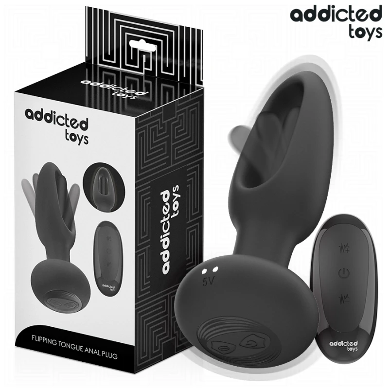 Addicted toys - anal plug with vibrating tongue and remote control