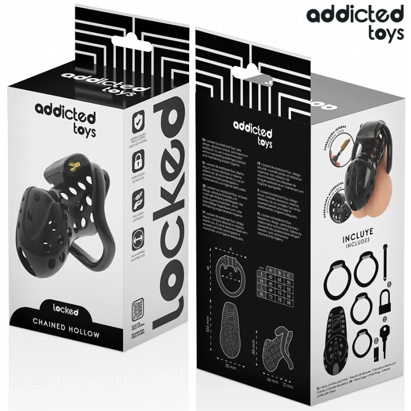 Addicted toys locked - chained hollow penis cage 10.5 cm 5