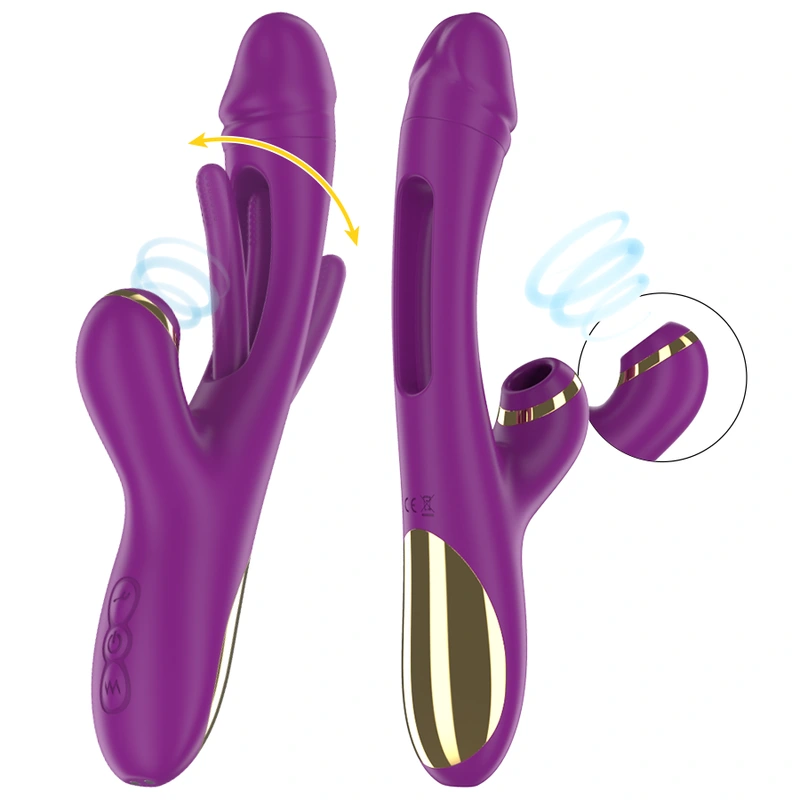 Intense - ateneo rechargeable multifunction vibrator 7 vibrations with oscillating tongue and purple 1