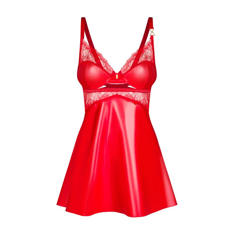 Obsessive - Aliosa Chemise & Thong Red L/XL 2