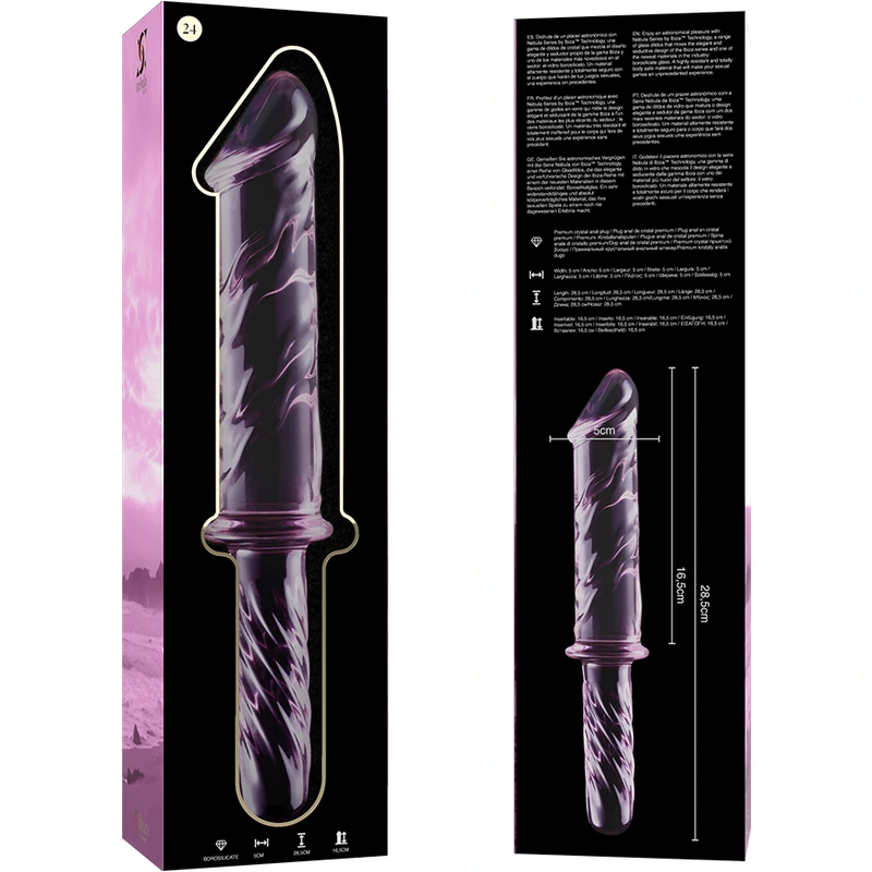 Nebula series by ibiza - model 24 dildo borosilicate glass pink 28.5 cm -o- 5 cm 5