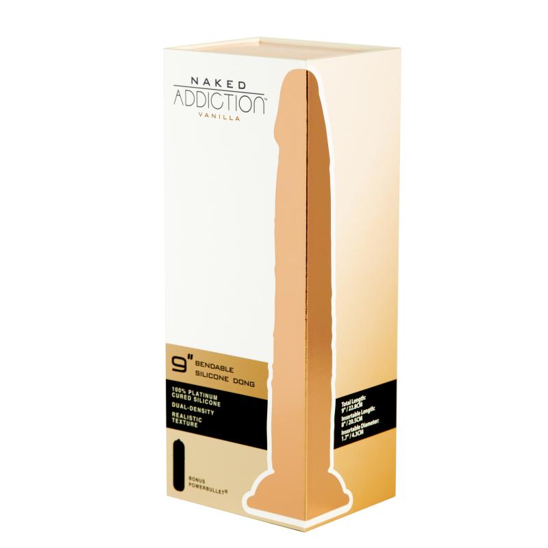 Naked Addiction - 22,8 Cm Silicone Bendable Dual Density Dildo Vanilla 9